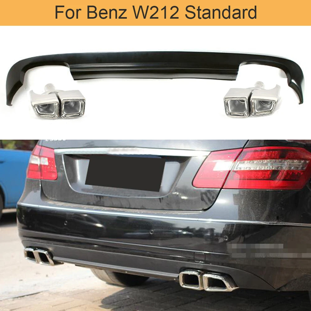 W212 черный PU автомобильный диффузор, губа на задний бампер для Mercedes Benz W212 Стандартный 2010-2013 Non AMG задние губы выхлопные наконечники