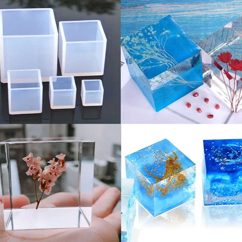 

4Pcs/Set Crystal Epoxy Resin Mold Square Jewelry Casting Silicone Mould DIY Crafts Pendant Making Tool