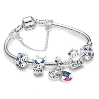 colorful unicornfox diy charm bracelet ladiessilver plated snake bone chain small animalbrand women childrens bracelet gifts