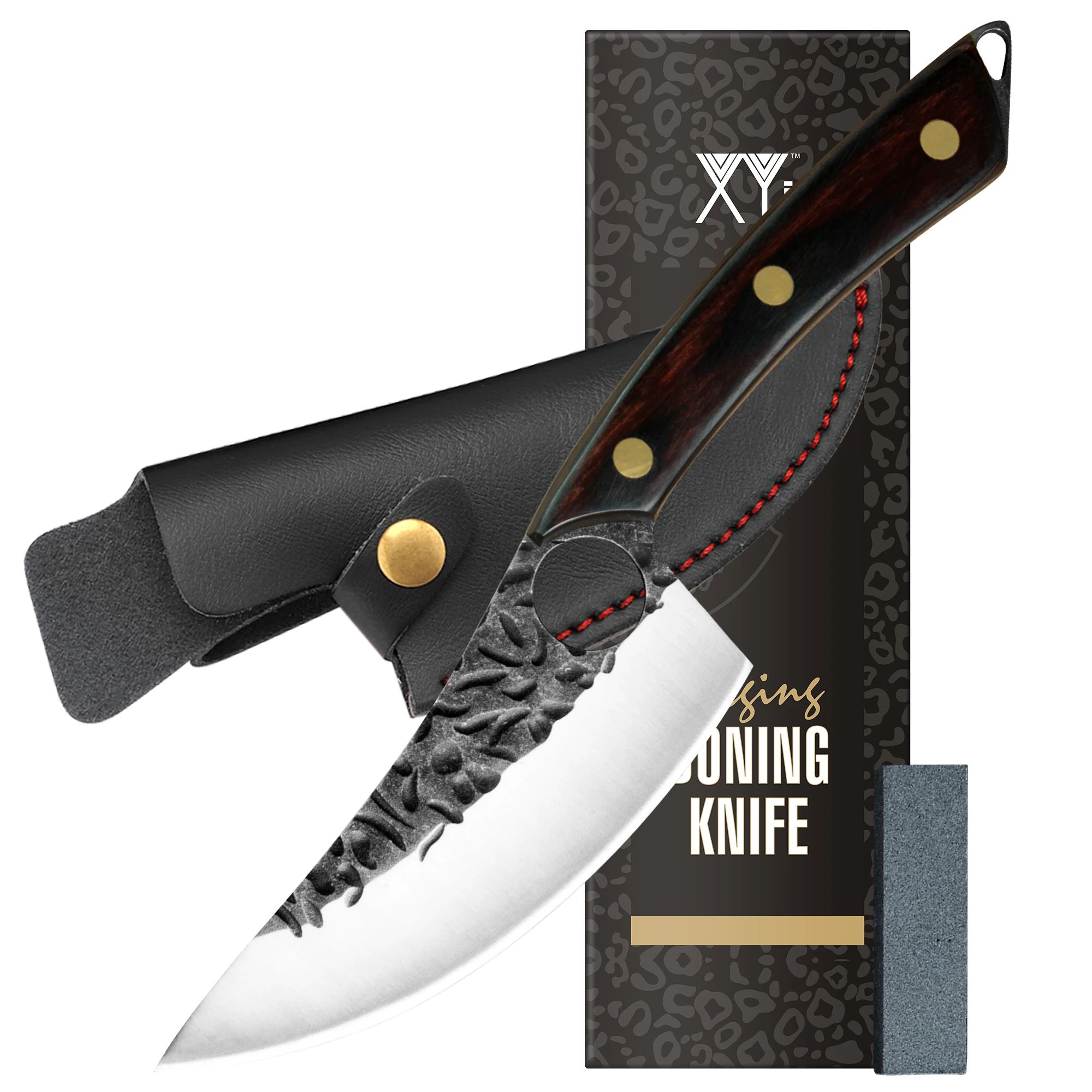 

XYj 5-дюймовый полный Нож для обвалочного станка, набор ножей для обвалочного станка, нож для ловли рыбы, мясница с точильным камнем в кожаном ...