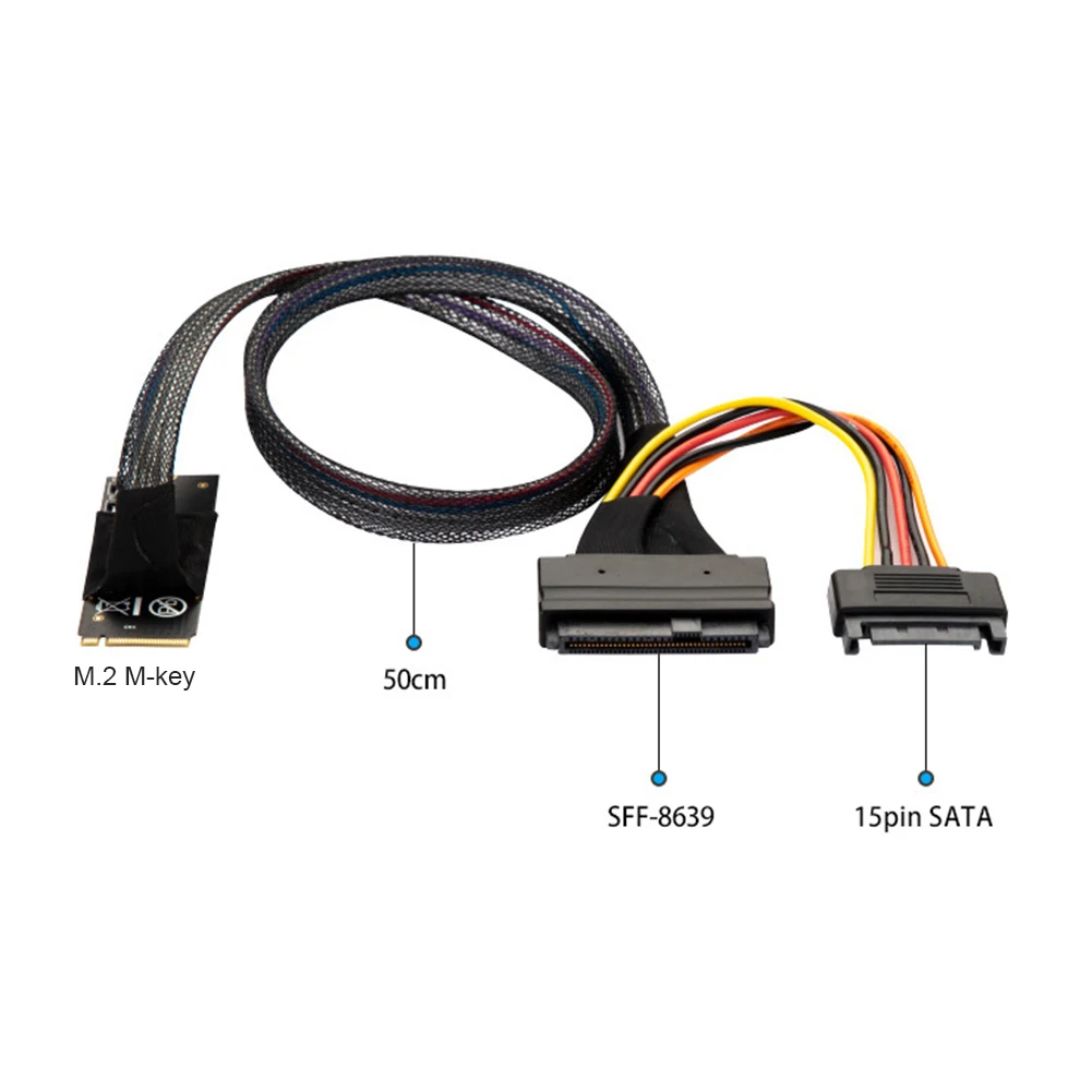 

Internal 2.5 inch Transfer Cable Converter Motherboard M.2 M Key to U.2 SFF-8639 NVMe Adapter Cable with SATA 15-Pin Power