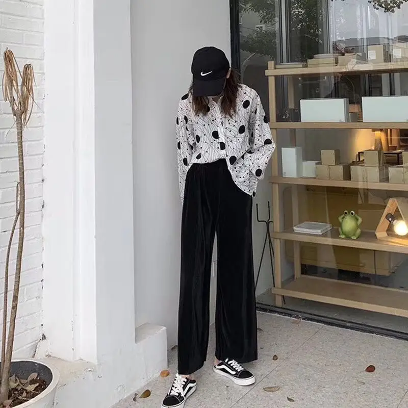 Летние новые женские шифоновые широкие брюки плиссированные свободные с юбкой