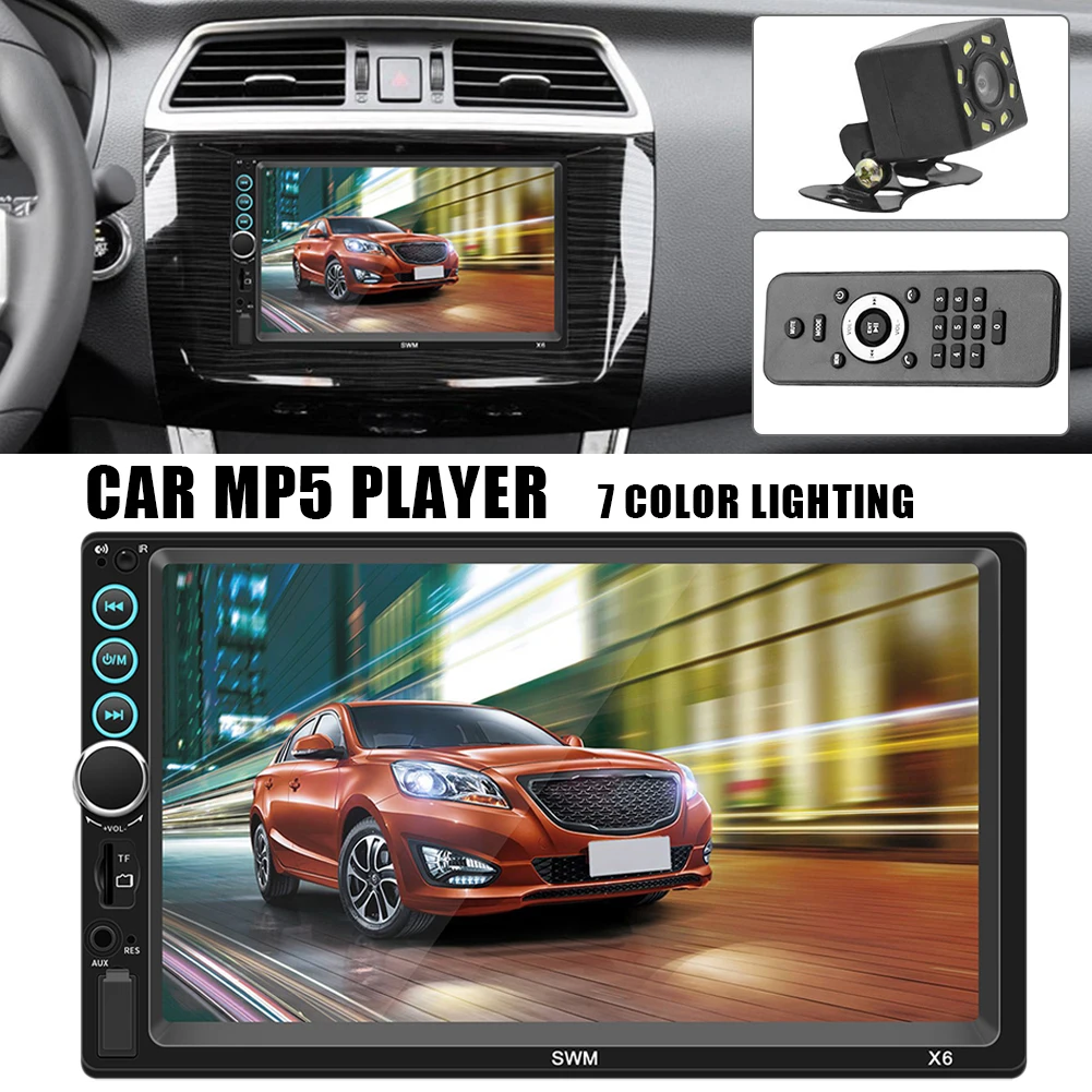 

X6 Universal 2 Din Car Multimedia Player 7-inch Touch Screen Car MP5 Player Audio Bluetooth-Compatible Hands-free Call Car Radio
