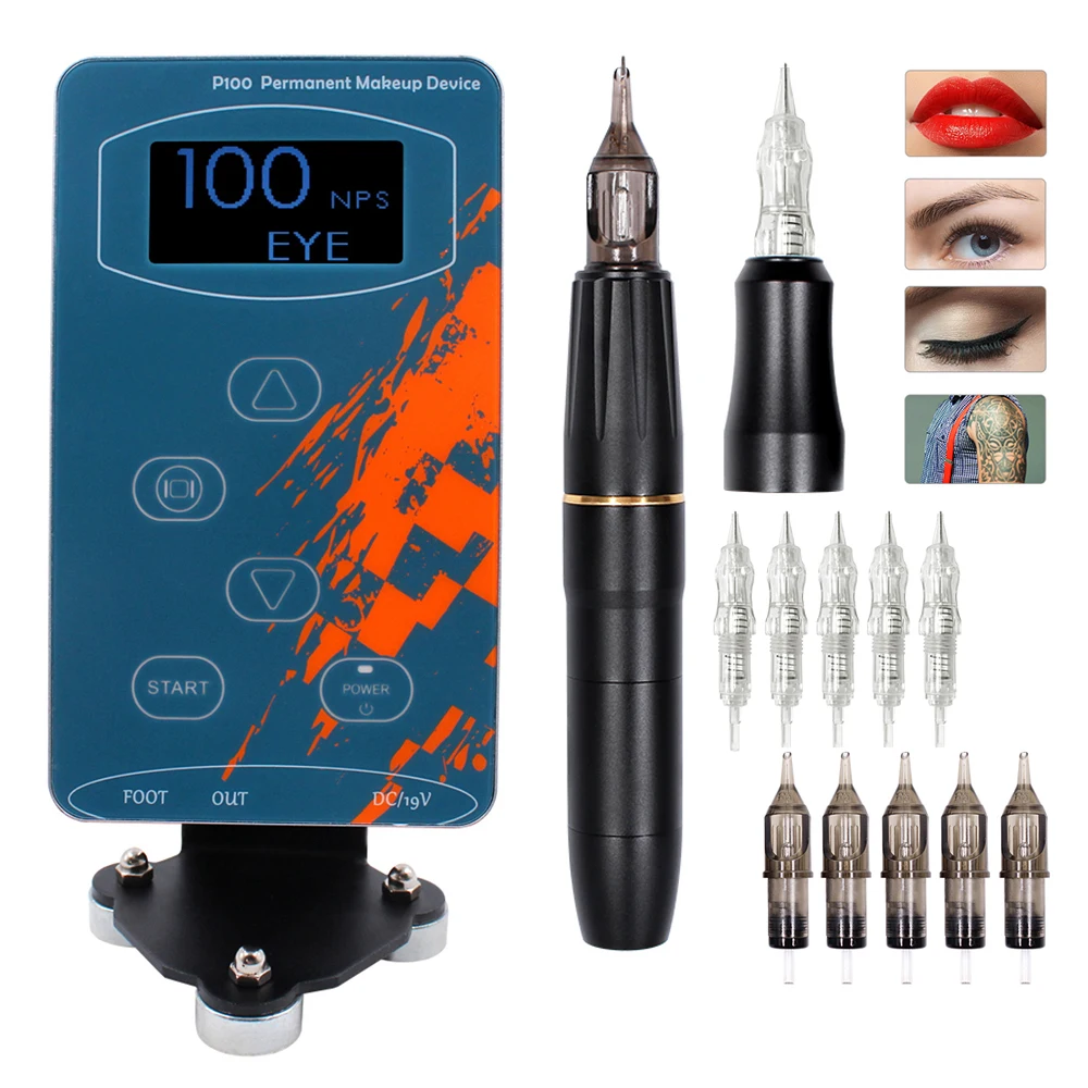 Dual Use Permanent Makeup Machine for Eyebrows Miroblading Shading Eyeliner Lip Microshading Tattoo Machine Pen Gun Kit