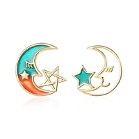 wangaiyao earrings female fashion small fresh gradient moon cute star ear jewelry
