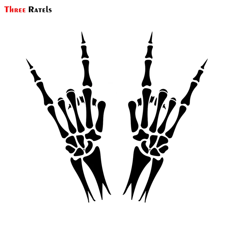 

Three Ratels LBH574 #15x14.1cm Hand Skeleton Metal Music Funny Auto Sticker Decals Decal Car Not Reflective