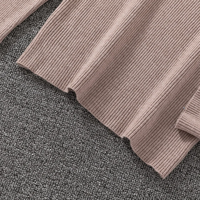 Свитер с круглым вырезом на молнии Женская однотонная облегающая осенне-зимняя