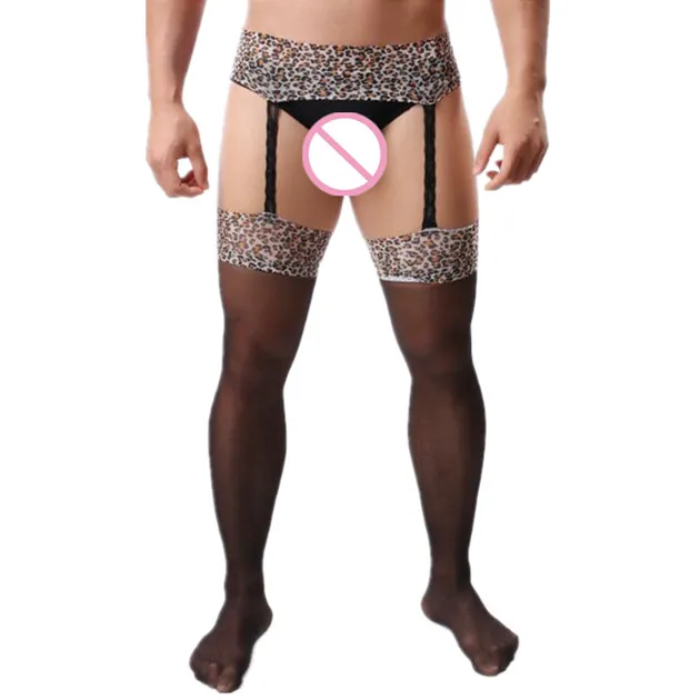 Мужские сексуальные леопардовые колготки мужские прозрачные чулки без выреза