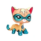 LPS кошка, реальные маленькие игрушки для зоомагазина, супер кошка, милая кошка с короткой шерстью и синей маской, игрушки с головой-поплавком для детей