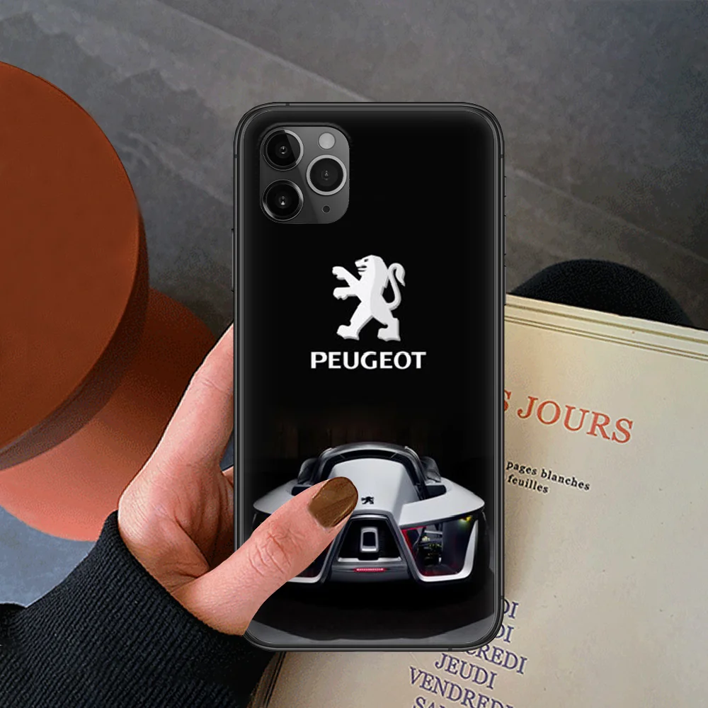 

France Peugeot Cool Soprt Car Phone Case For Iphone 4 4s 5 5S SE 5C 6 6S 7 8 Plus X XS XR 11 12 Mini Pro Max 2020 black