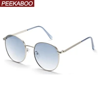 peekaboo blue square sunglasses for women full metal frame light color retro sun glasses for men fashion summer uv400