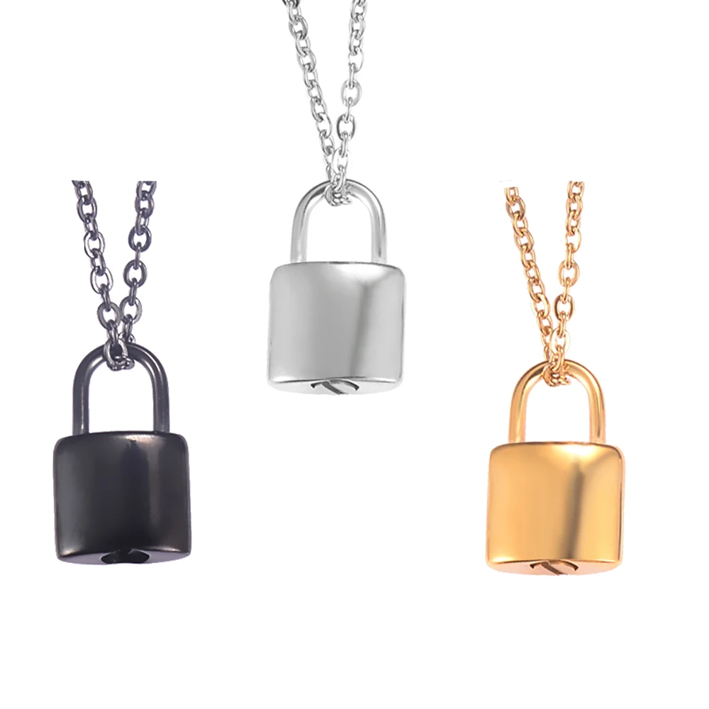 

New Style Stainless Steel Mini PadLock Cremation Pendant Jewelry for Ashes Urn Pendant Necklace lock Memorial Jewelry
