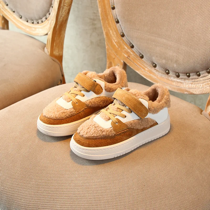 

Autumn and winter new children's shoes children's sports shoes for boys and girls plus velvet casual cotton shoes warm shoes