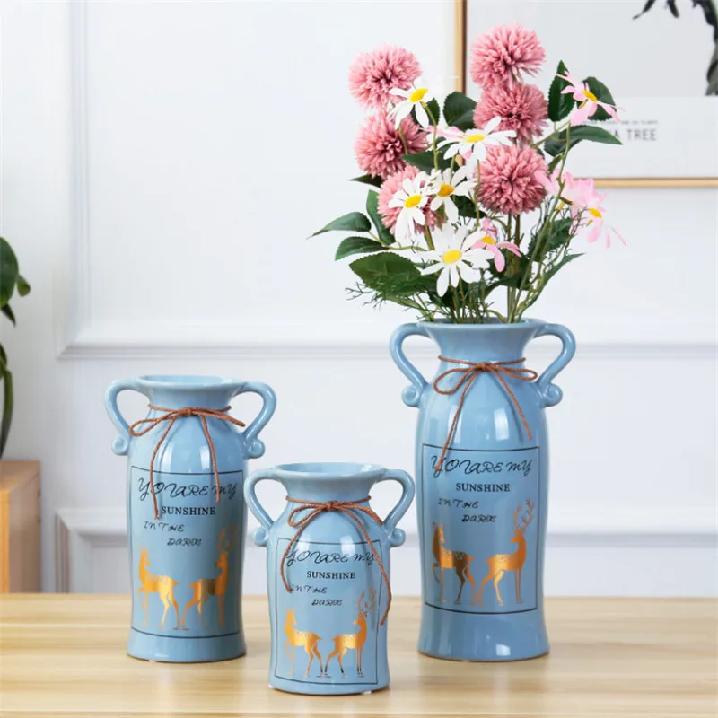 Скандинавская керамическая гидропонная ваза креативная с золотым оленем для