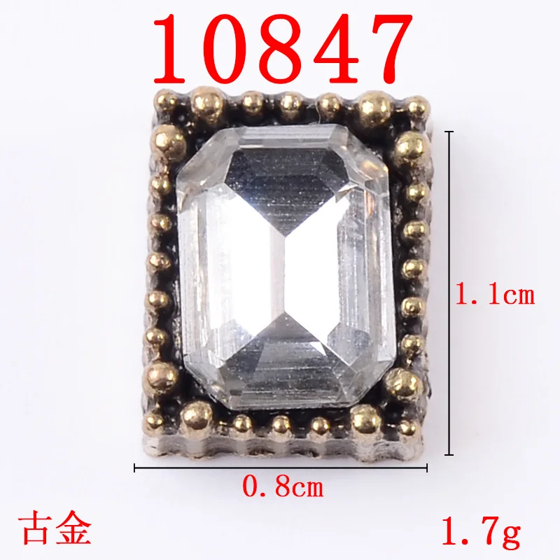 50pc Alloy crystal inlaid rectangular alloy buckle accessories DIY jewelry headdress hairpin mobile phone decoration accessories