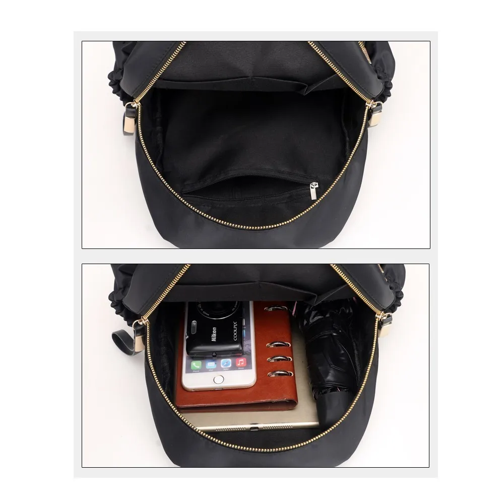 Herald Модный черный рюкзак для женщин водонепроницаемые нейлоновые школьные сумки