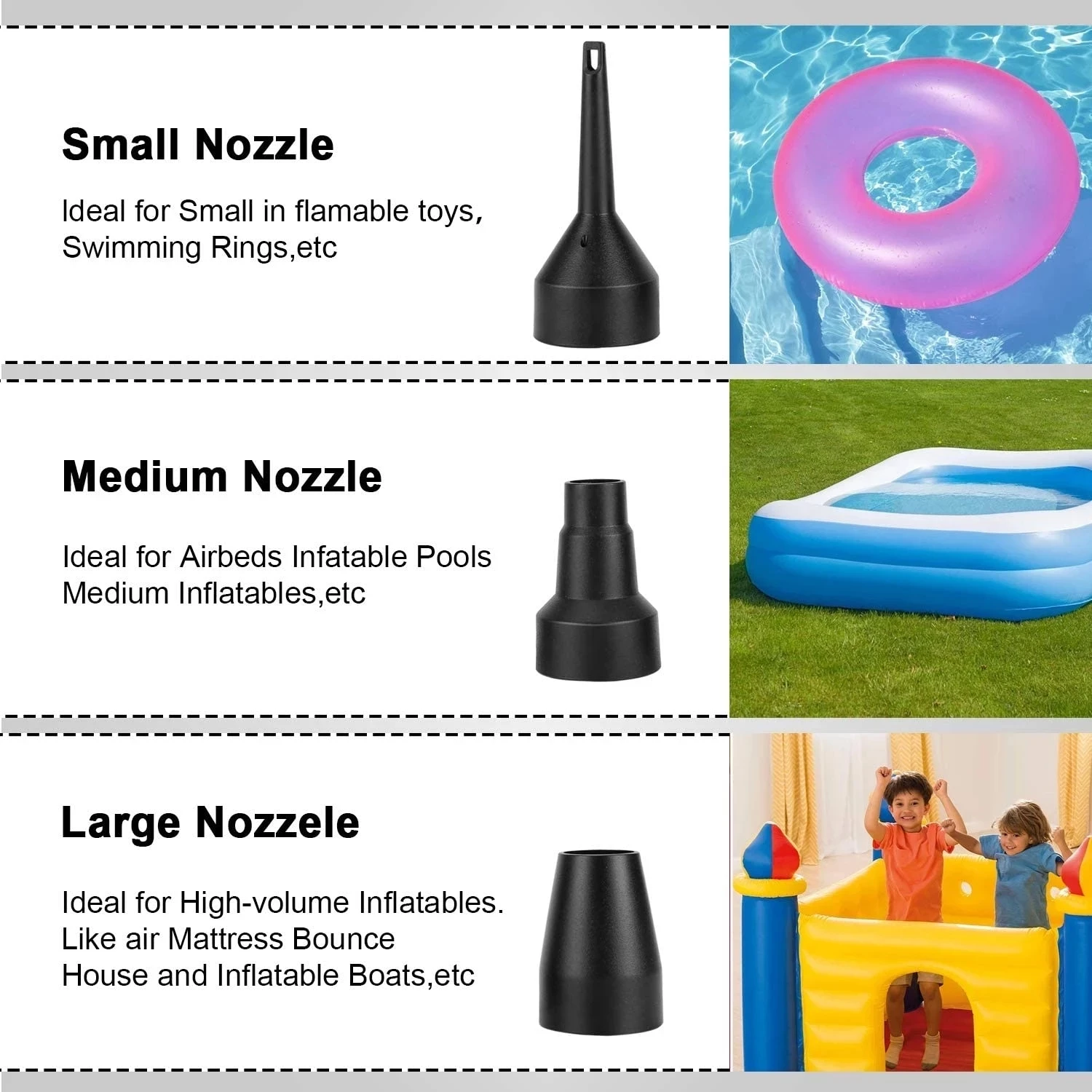 Электрический воздушный насос мини-компрессор с 3 насадками 12 В для бассейна