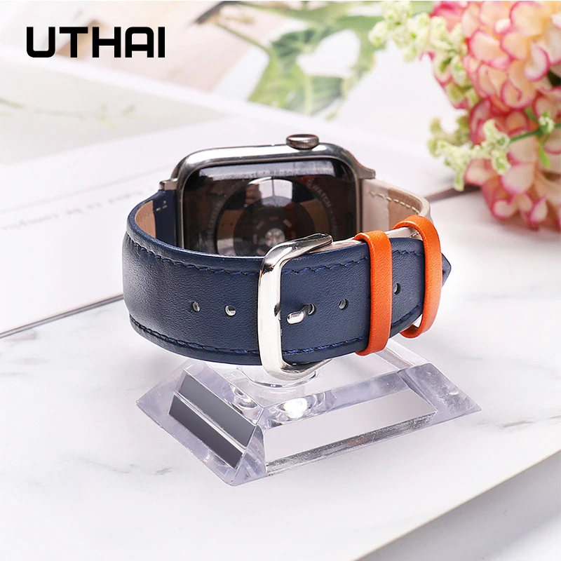 UTHAI P58 Ремешки для наручных часов кожаный ремешок Apple подходит iWatch 1/2/3/4/5