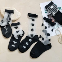 crystal socks female thin section japanese ins fashion breathable card stockings cotton bottom sweat absorbent student stockings