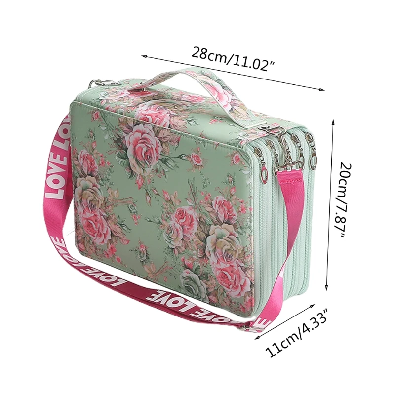 

Kawaii 252-Holes Flower 4-Layer Zipper Pencil Case With Shoulder Strap School Pen Bag Office Supplies Korean Stationery Storage