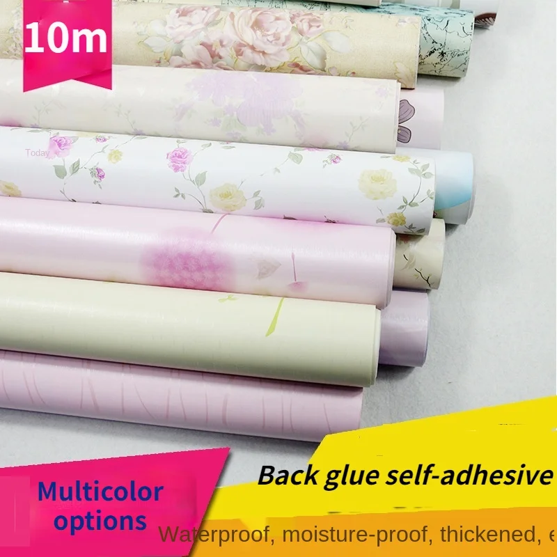 

10M PVC Self Adhesive Wallpaper Bedroom Living Room Dormitory Bedroom Thickening Renovation Wall Sticker Home Decoration