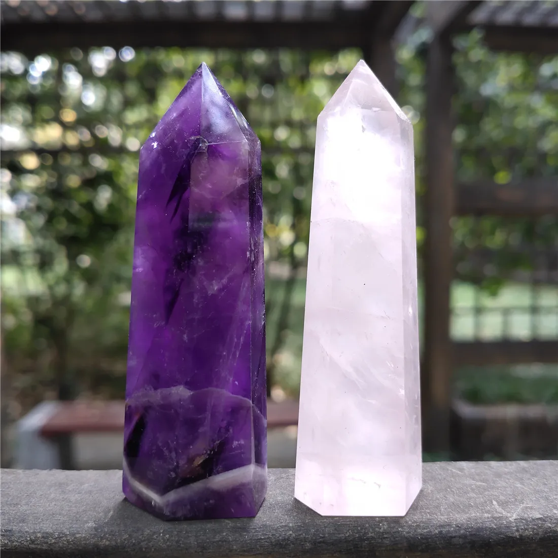 2 шт. шеврон амихтист розовый кварц башня кристалл камень остров Камни Кристаллы