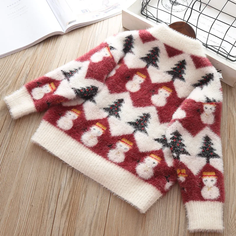 Детский вязаный свитер верхняя одежда для девочек зимняя меховая куртка детей