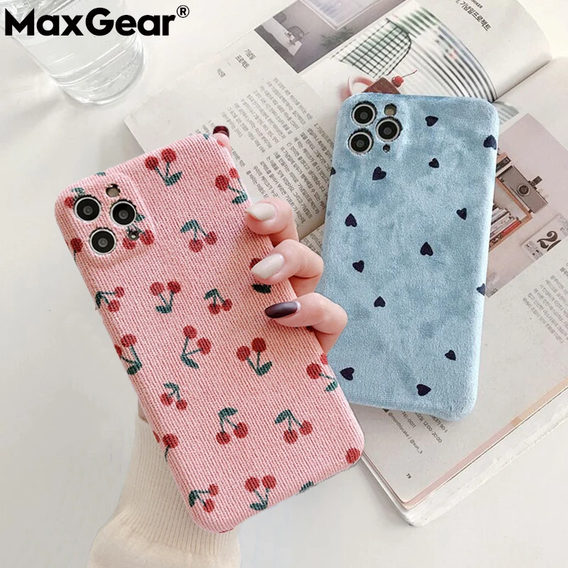 Мягкий бархатный тканевый чехол для iPhone 11 Pro Max XS SE 2020 2 X XR 7 8 Plus милый яркий меховой