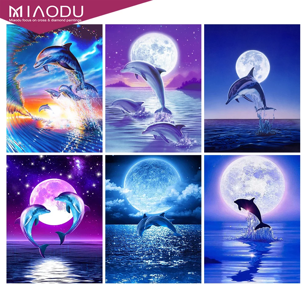 

Miaodu Diamond Embroidery Dolphin Cross Stitch Diamond Painting Kits Mosaic Animals Sale Rhinestones Art Handwork Gift