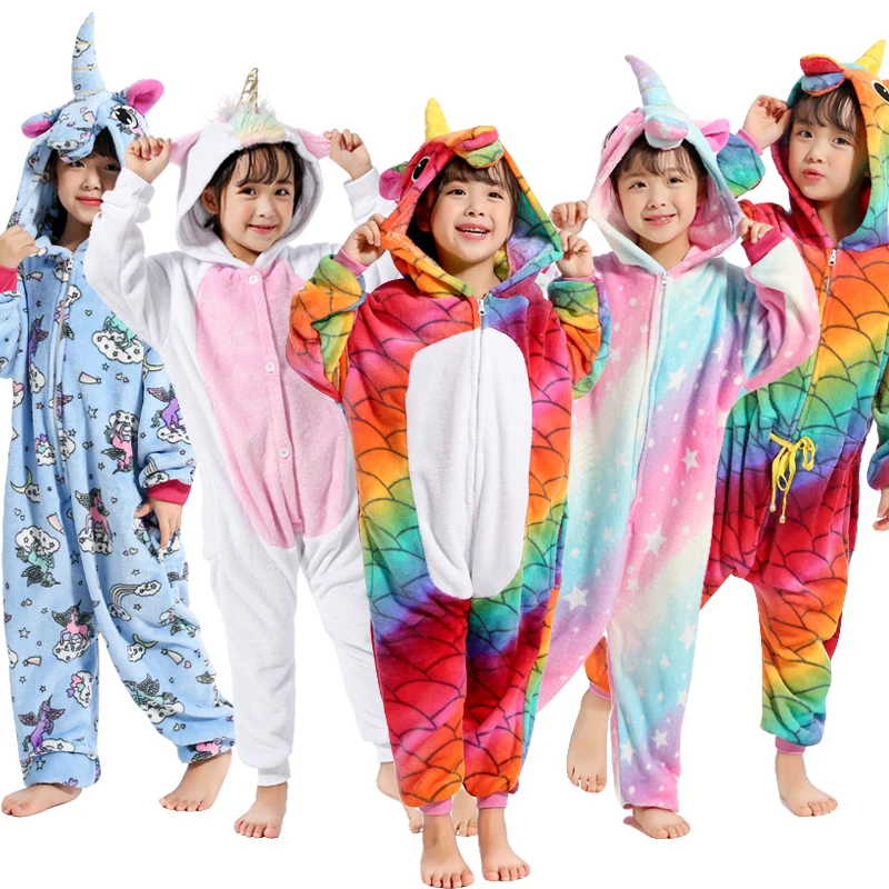Пижамы кигуруми детские пижамы с единорогом и животными для мальчиков девочек