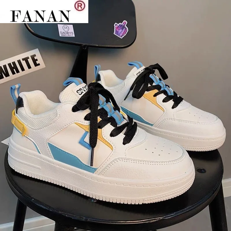 

2021 New PU Walking Vulcanized Shoes Comfortable Lace-up Casual Shoes Women's Sneakers Spring Fashion Chunky Platform Shoes