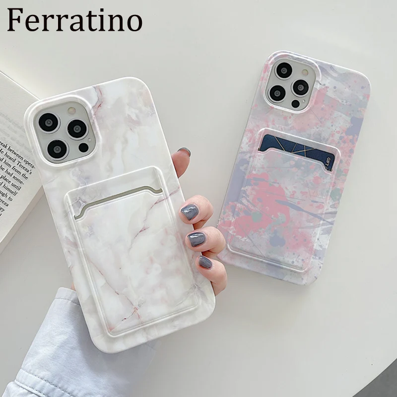 

Marble Camouflage Card Holder Bag Phone Case for iPhone 12 12Pro 11 Pro Max XR X XS Max SE 2020 7 8 Plus Luxury Silicone Cover