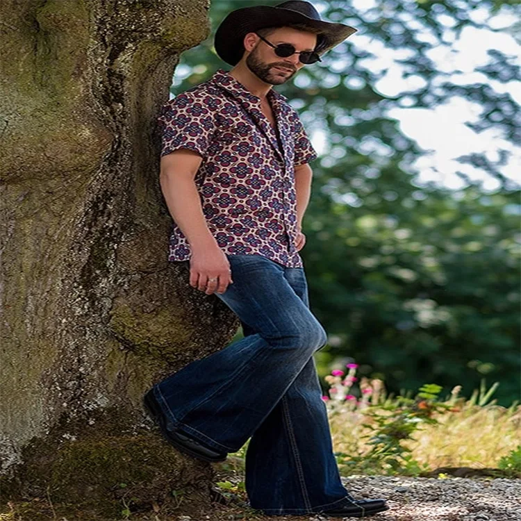 Men oversized Bell Bottom Jeans Fashion Stretch Mid Waist Bootcut Leg Denim Pants Homme Vintage Baggy Big Flare Jeans Streetwear