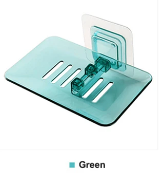 A Green Мыльница, держатель для душа, мыльница для хранения, тарелка, мыльница, без дрели, прозрачный чехол для мыла, контейнер для уборки, органайзеры - Цвет: A Green