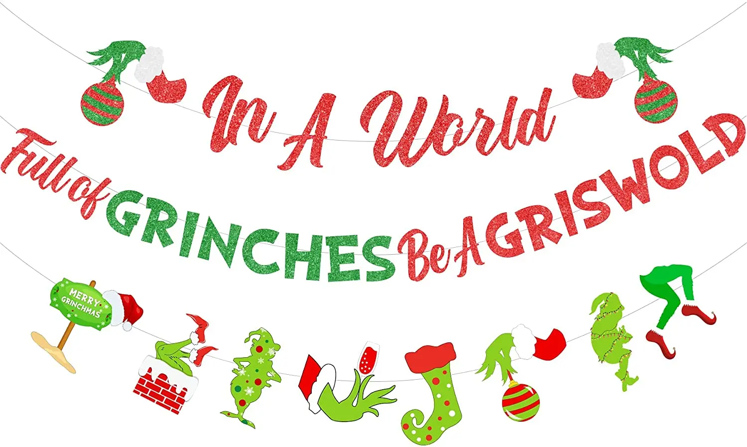 

Гирлянда «гризафорд» с надписью «Grinch», рождественские украшения