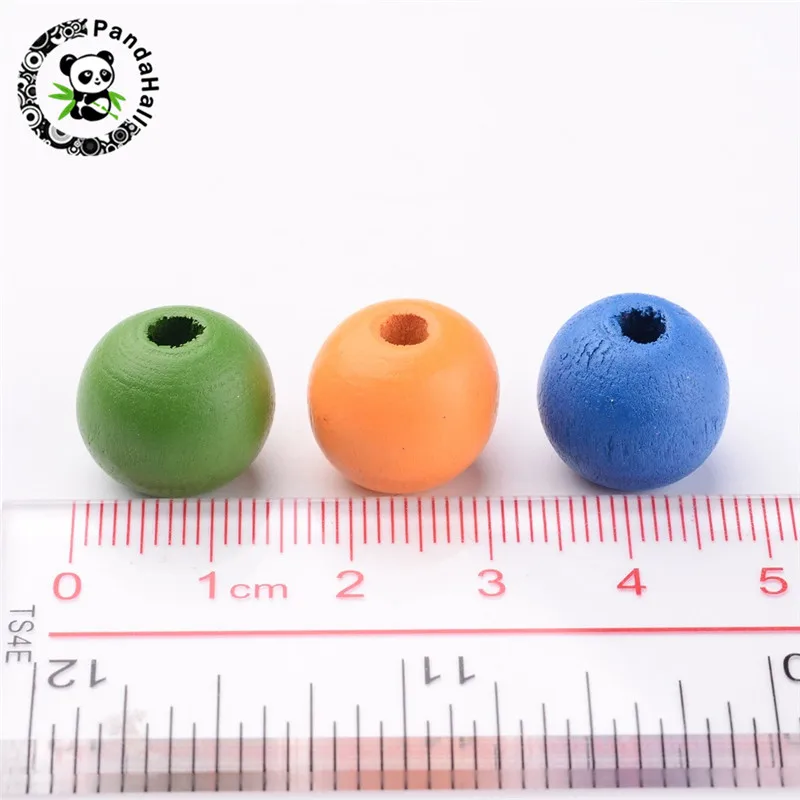 Pandahall 100 шт крашеные круглые свободные деревянные бусины для изготовления ювелирных изделий браслет смешанных цветов 14x13 мм 10x9 мм