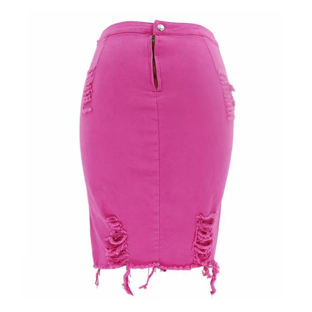 Розовая джинсовая юбка женские Облегающие юбки-карандаш из денима эластичные