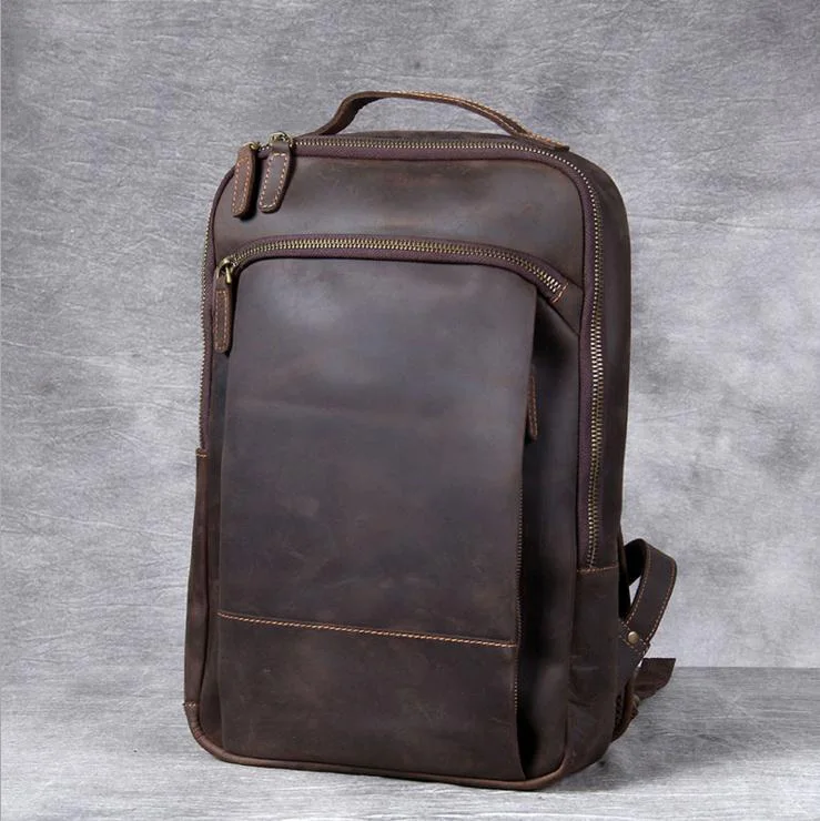 Genuine Leather Retro Rucksack Large Classic Travel Backpack