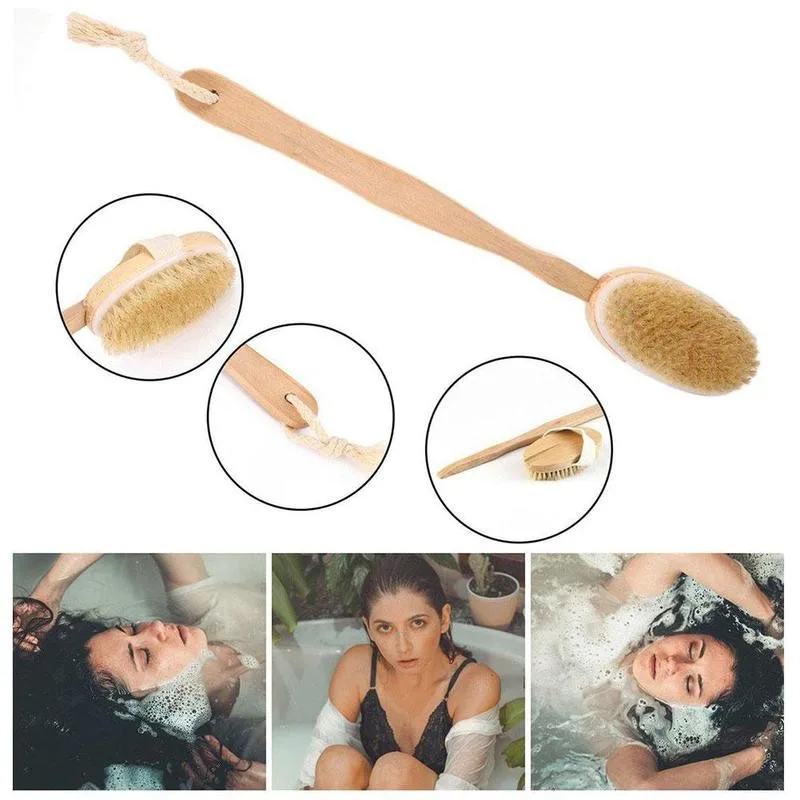 

Wooden Long-handled Bath Brush Massage Bath Brush Boar Back Artifact Brush Bristle Rubbing And Brush Soft Bathing Bristles E5R5