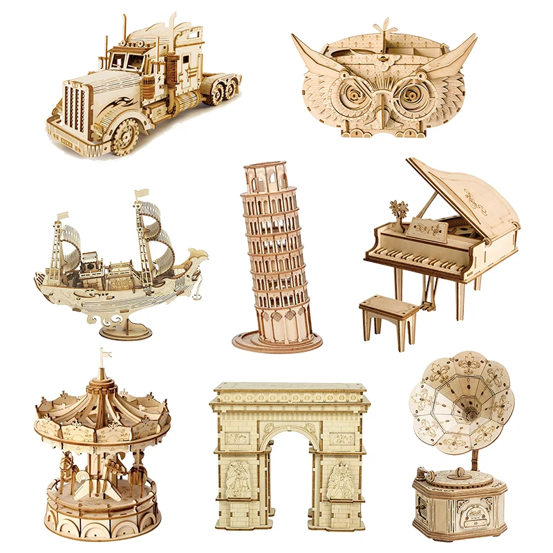 

140pcs Wooden 3D Pumpkin Cart Jigsaw Mechanical Model Puzzle Toy Kids Assembly Game Assembly Building Kits Toys for Kids