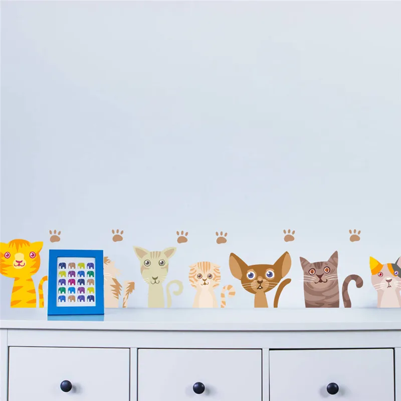 3d яркие наклейки на стену в виде кота собаки лапы для детской комнаты домашних