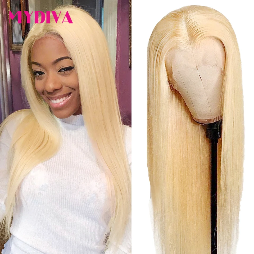 

613 Honey Blonde Color Remy Brazilian Straight Lace Front Human Hair Wig 10 - 30 inch 613 Lace Frontal Wigs For Black Women