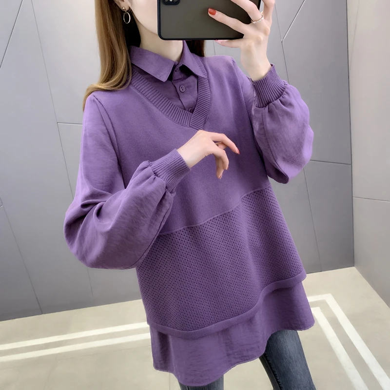 

20089 (5 4 rows of 4) make false sets two pure color long sleeve knit 55