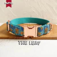 muttco retailing colorful useful collar handmade dog collar the leaf 5 sizes dog collar leash udc066m