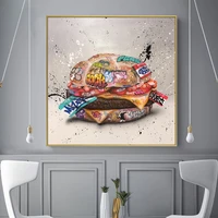 fast food hamburger graffiti art canvas painting posters and prints street art wall picture cuadros for living room decor