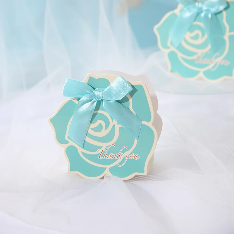 Мятно-зеленая Цветочная коробка для свадебных сувениров гостей 20/50/100 шт. большой