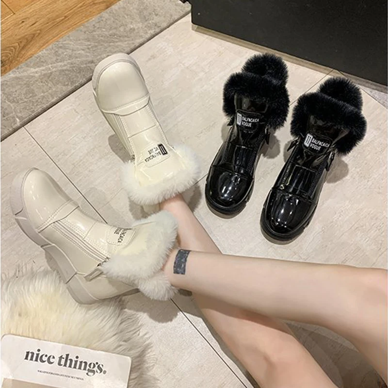 

Женские ботинки из ПУ кожи, на шнуровке, на молнии