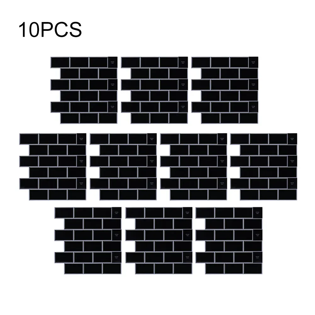 

10pcs/pack Living Room Self Adhesive 3D Effect Pet Backsplash Kitchen Bathroom Home Easy Install Bedroom Thickened Wall Sticker
