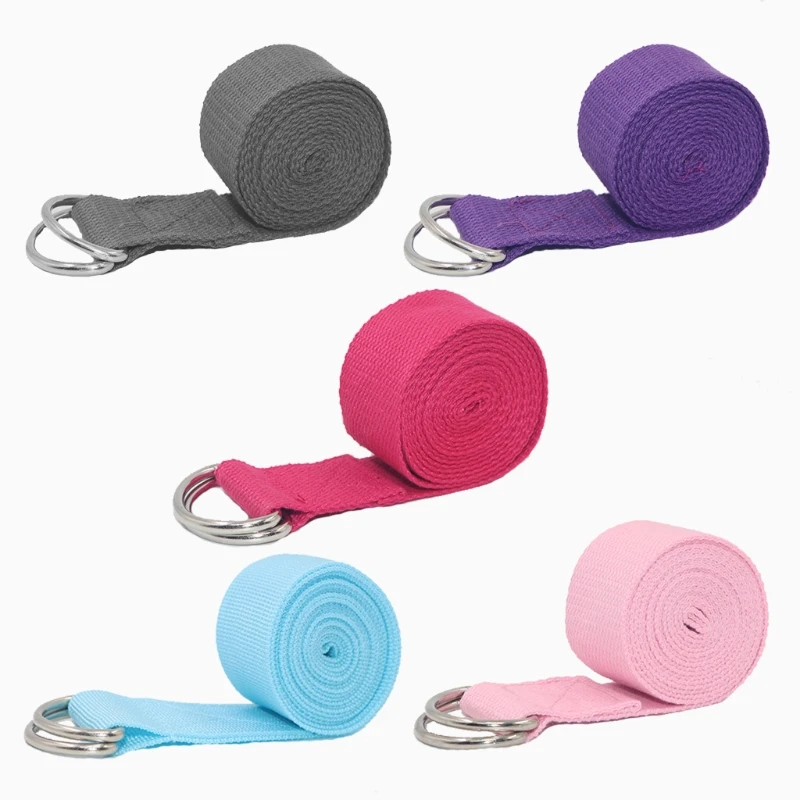 

Ремень A69A для йоги, растягивающийся пояс из органического хлопка, с регулируемой пряжкой с D-образным кольцом, для йоги
