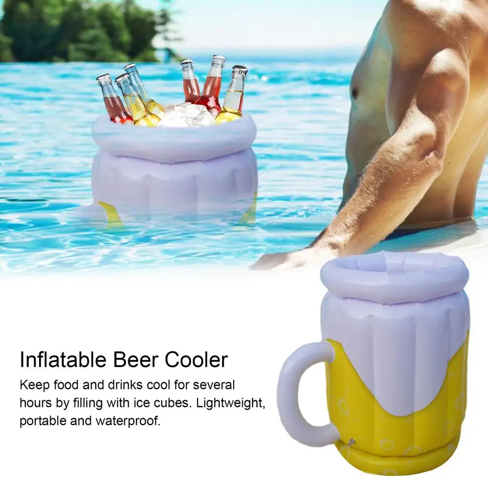 

Inflatable Ice Bucket PVC Beer Cooler Large Capacity Floating Drink Holder Summer Party Bucket Portable Swimming Pool Cup Holder